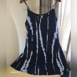 VENUS Navy and White Tie-Dye Mini Dress